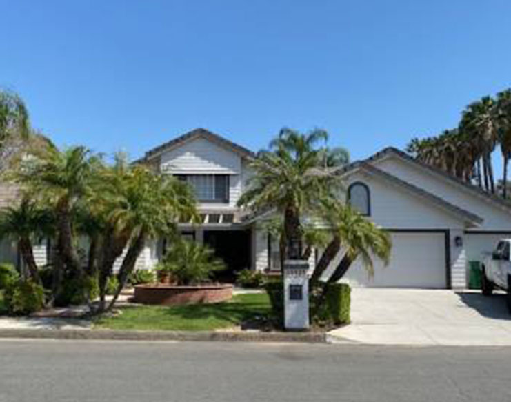 Home with Palm Trees and Garage